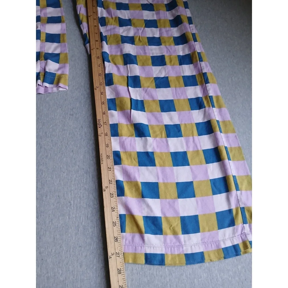 Anthropologie Pajama Set Medium Pants Tiger Checkered Comfort Lounge Sleep - Picture 6 of 16